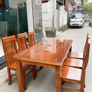Bàn ăn xoan đào mẫu chữ nhật kích thước 1m6